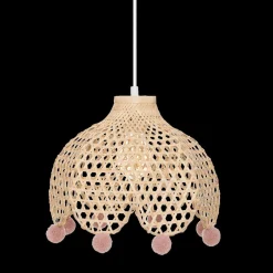 Hanglamp POMPON Bamboe Naturel/Roze