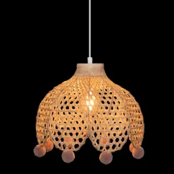 Hanglamp POMPON Bamboe Naturel/Roze