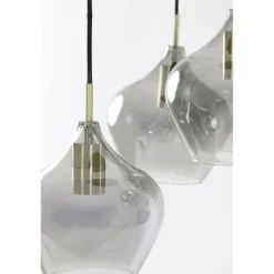 Hanglamp RAKEL 5Del. Rnd Ant. Brons/Glas Smoke