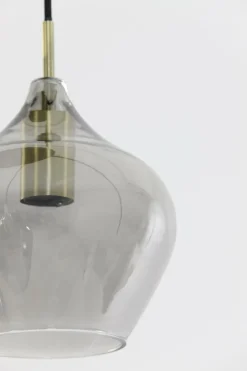 Hanglamp RAKEL 5Del. Rnd Ant. Brons/Glas Smoke