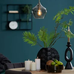 Hanglamp RAKEL L Ant. Brons/Glas Smoke