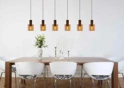 Hanglamp TOLEDO 3Del. Koper/Glas Amber