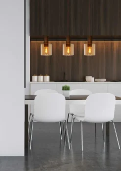 Hanglamp TOLEDO 3Del. Koper/Glas Amber