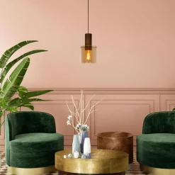 Hanglamp TOLEDO 1Del. Koper/Glas Amber