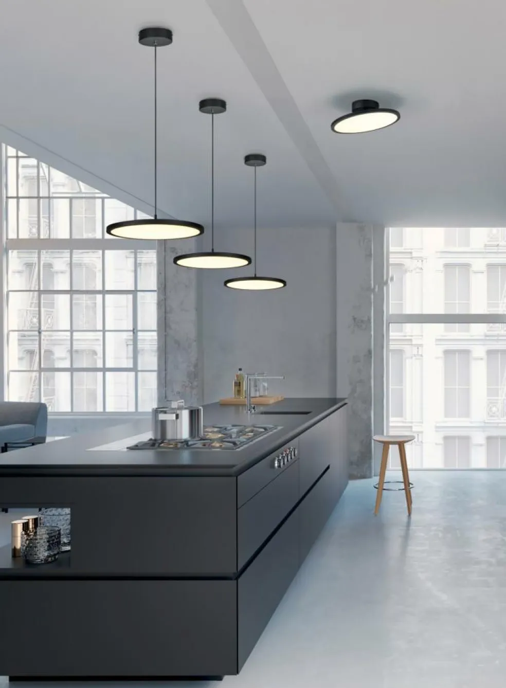 Hanglamp TRAY 1Del. Met. Mat Zwart