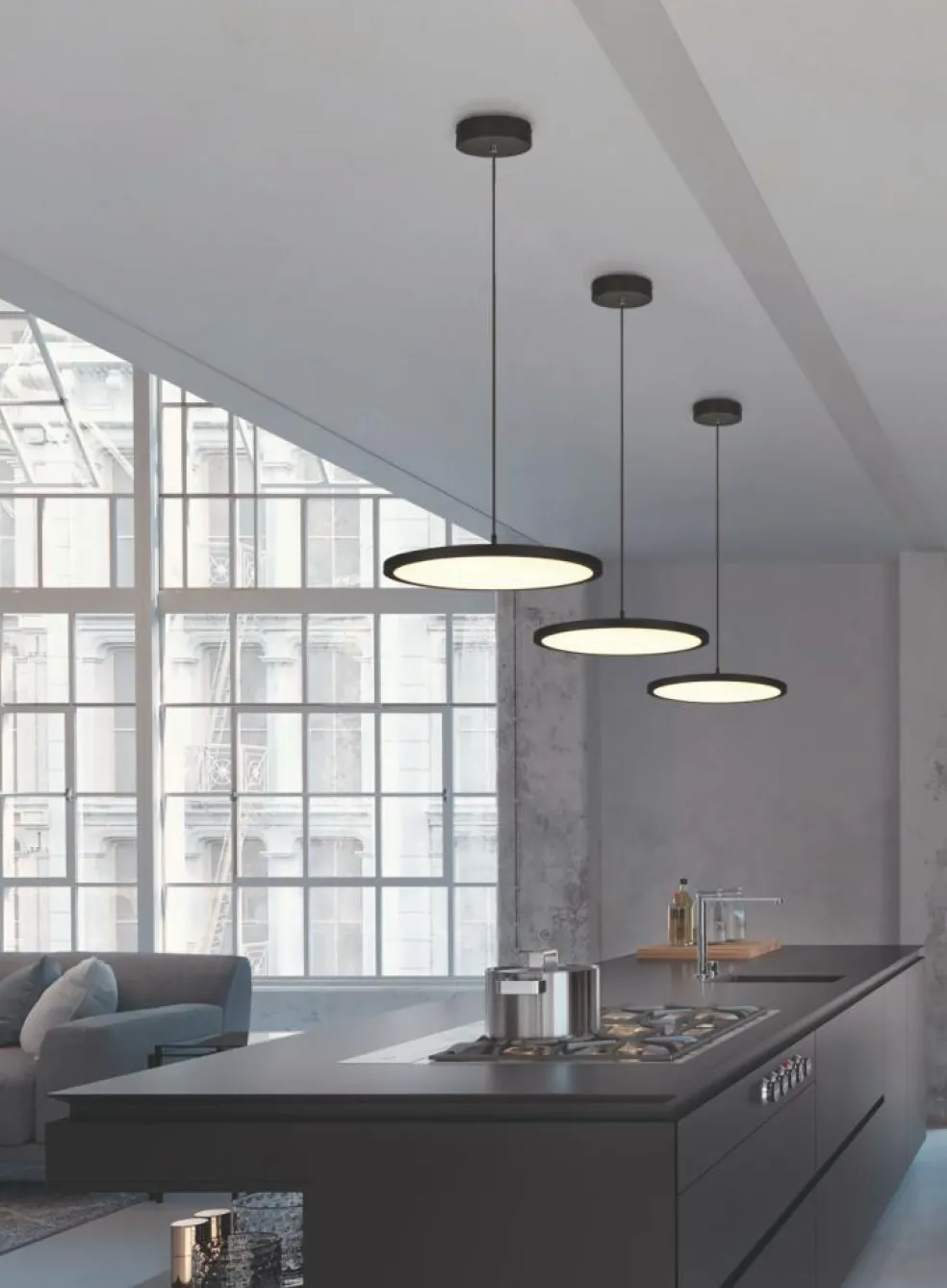 Hanglamp TRAY 1Del. Met. Mat Zwart