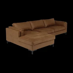 Hoeksalon AXEL Longchair Links Cognac