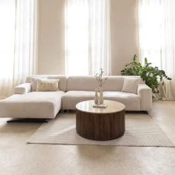 Hoeksalon KOKOMO Longchair Links Cream