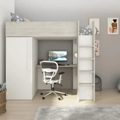 Hoogslaper incl. bureau/kleerkast LEVI White