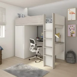 Hoogslaper incl. bureau/kleerkast LEVI White