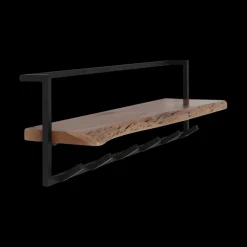 Kapstok 6 haken met plank, massief accacia naturel