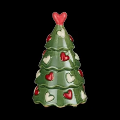 Kerstboom CORSIN Hartjes Keramiek Wit/Groen Ass.
