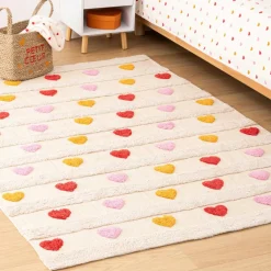 Kindertapijt COEUR Hart Beige/Rood/Roze