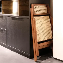 Klapstoel JACCO Ash Wood Walnut/Rotan