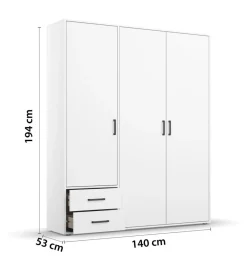 Kleerkast EDVIN Wit B140