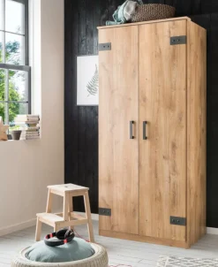 Kleerkast HUVAR Plankeneiche/Graphite B90