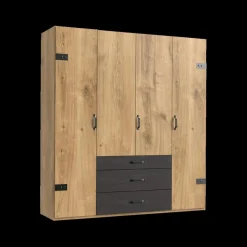 Kleerkast KICK Plankeneiche/Raw Steel B200