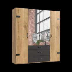 Kleerkast KICK Plankeneiche/Raw Steel B200