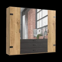 Kleerkast KICK Plankeneiche/Raw Steel B250