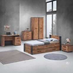 Kleerkast MATHIS Acacia/Black Concrete B108