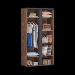 Kleerkast MATHIS Acacia/Black Concrete B108