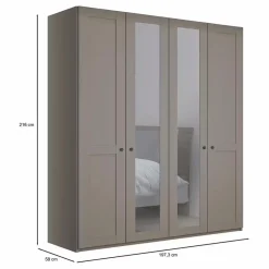 Kleerkast NAVAN B200 2xSpiegel Kiezelgrijs