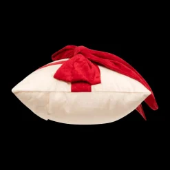 Kussen GIFTY Beige met Strik Rood