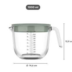 Maatbeker CHEF IT Glas 1L m/Deksel Nordic Sage