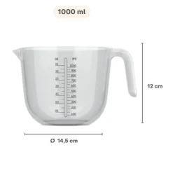 Maatbeker CHEF IT Glas 1L m/Deksel Chalk