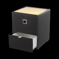 Nachttafel ASTEN Lederlook 440/16 Zwart