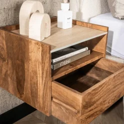 Nachttafel FIDEL Hangend Mango/Travertin