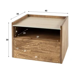 Nachttafel FIDEL Hangend Mango/Travertin