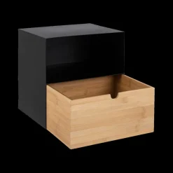 Nachttafel Hangend MAYRA Zwart metaal/bamboe