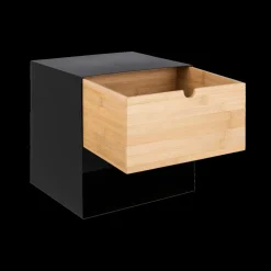 Nachttafel Hangend MAYRA Zwart metaal/bamboe