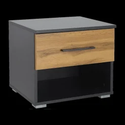 Nachttafel Set van 2 SZAFKA Eik Metaalgrijs