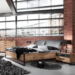 Nachttafelset KICK F99-Plankeneiche/Raw Steel