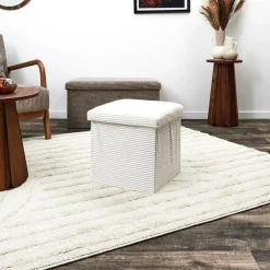 Opbergpouf COLLETE Vk Rib Wit