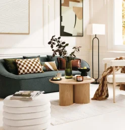 Opbergpouf ZILXIA Ovaal Bouclé Wit