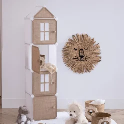 Opbergrek CASTLE 4Del. Met/Poly Wit/Beige