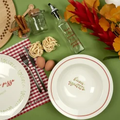 Pastabord ITALIEN Wit/Rood/Groen Ass.