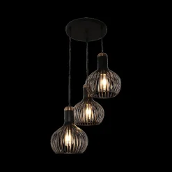 Pendel RAGA 3Del. Rond Zwart/Koper