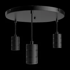 Pendel RETRO Rond 3D. Plafondplaat Zwart