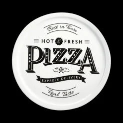 Pizzabord PIZZA Porselein Wit/Zwart