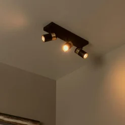 Plafondspot GORIK 3Del. Zwart/Goud