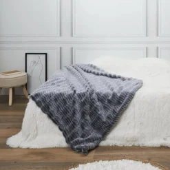 Plaid ABBIA Faux Fur Grijs