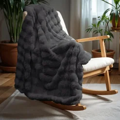 Plaid RABBIT Fake Fur Grijs