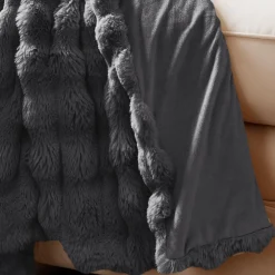 Plaid RABBIT Fake Fur Grijs