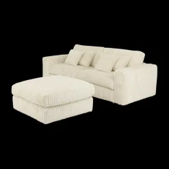 Poef PROSPERO Rib Ecru 105x105