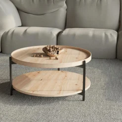 Salontafel JACOB Ø80 M/Onderblad Oude Eik