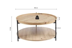 Salontafel JACOB Ø80 M/Onderblad Oude Eik